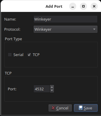 RimuCAT Winkeyer TCP port configuration