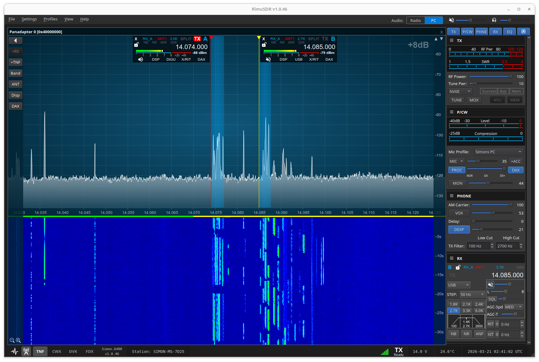 RimuSDR main operating view