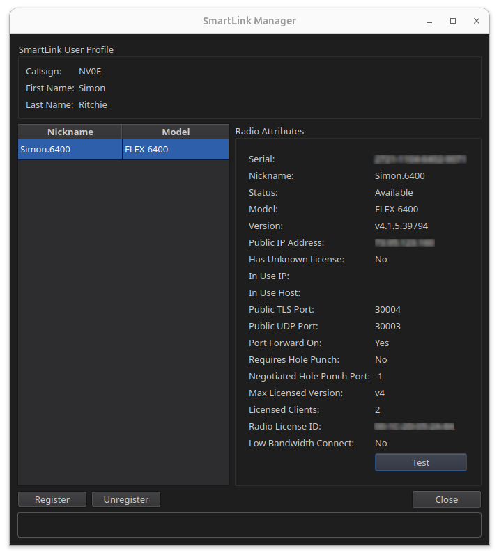 SmartLink configuration display